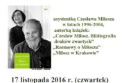 Spotkanie z Agnieszką Kosińską, asystentką Czesława Miłosza, w MBP